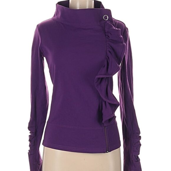 Karma Athletics San Suu Jacket Purple Ruffled Stretch Full Zip - Picture 3 of 3